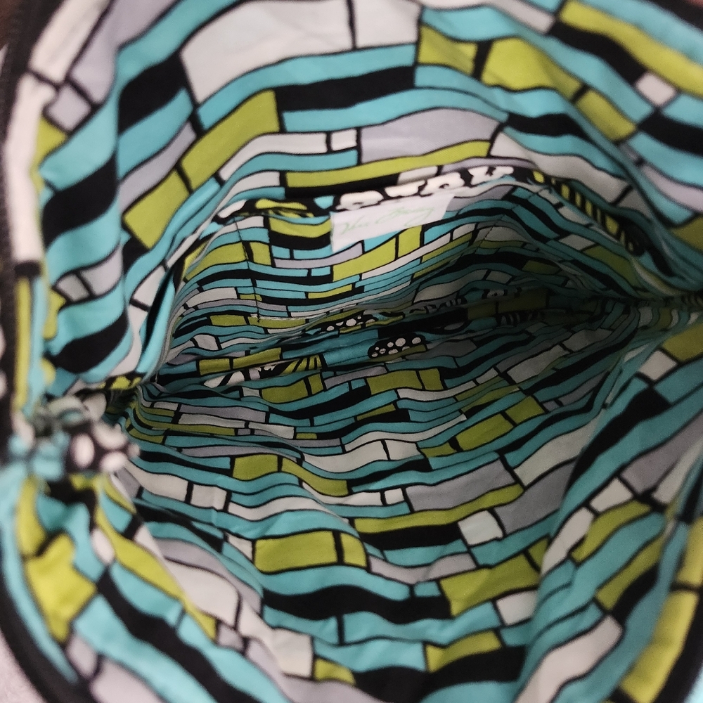 VERA BRADLEY Floral Quilted Fabric Messenger Crossbody Bag Multicolor Teal Black - Picture 4 of 8